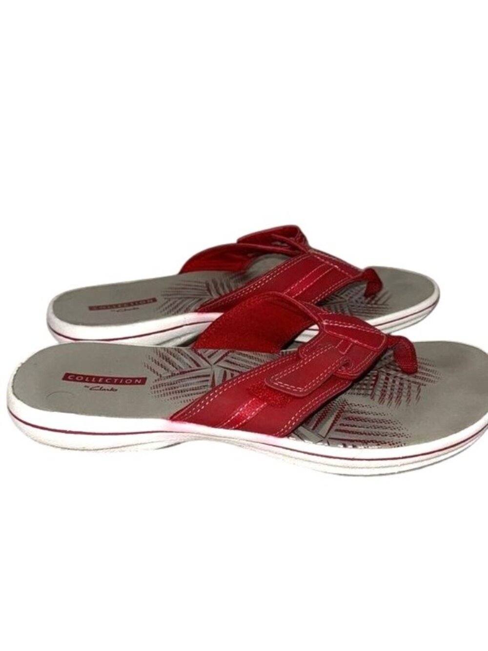 Clarks Collection Womens Red Sandals Size 7 Adjustable Strap Flip-Flops - Picture 5 of 8